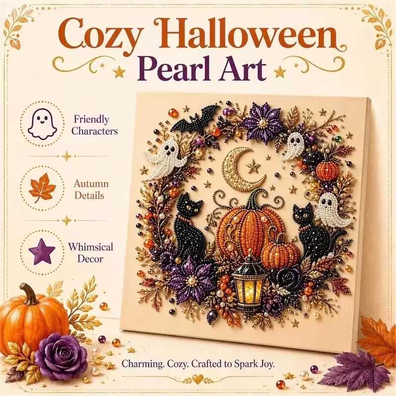 Art Craft Halloween - @ハロウィン ゴーストパールアートキット 大人用 DIYパールペイントクラフトキット 初心者向け ハロウィンパールダイヤモンドアート