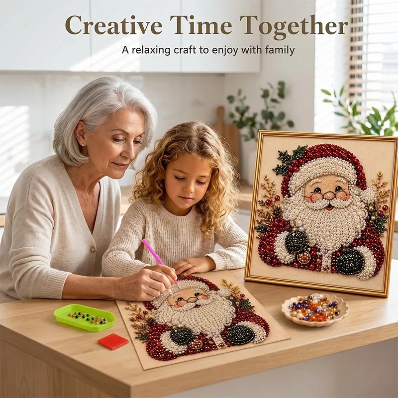 Art Craft Kits For Adults - クリスマスパールダイヤモンドペインティングアートセット（フレーム付き）DIYパールビーズクラフトキット 大人向け 初心者向け ホームデコレーション ウォールアート パーティーギフト
