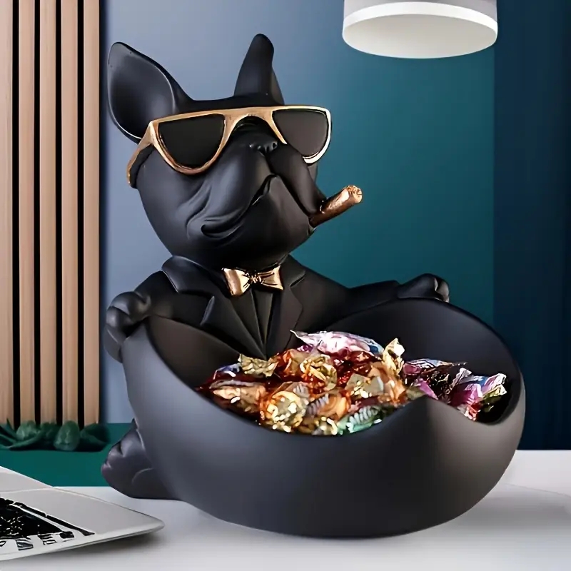 Art Craft Organizer - クリエイティブなサングラスをかけたクールな犬の置物、ブルドッグの置物、収納ボックス、動物の装飾、樹脂工芸品、アートの置物、家の装飾、ギフト