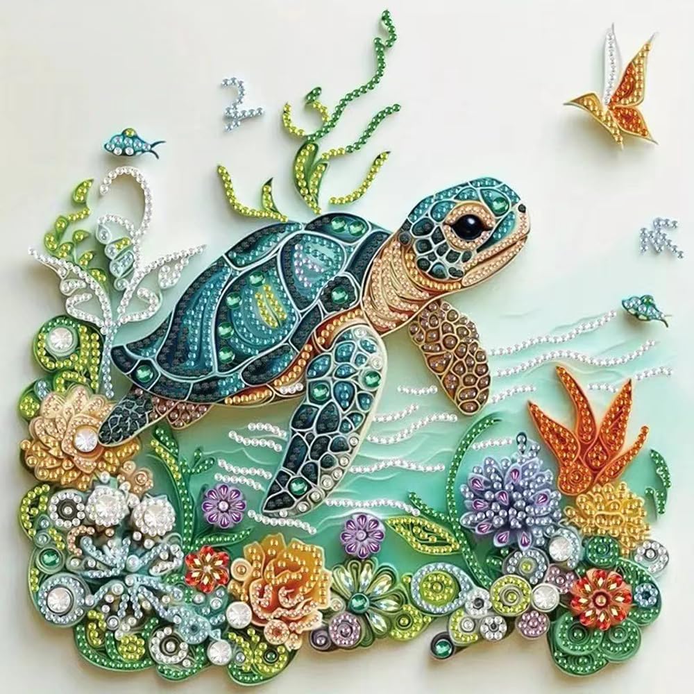 Art Craft Kits For Adults - 海亀動物ダイヤモンドペインティングキット 大人初心者向けDIY特殊形状ダイヤモンドアートキット クラフトキット ホームウォールデコ用