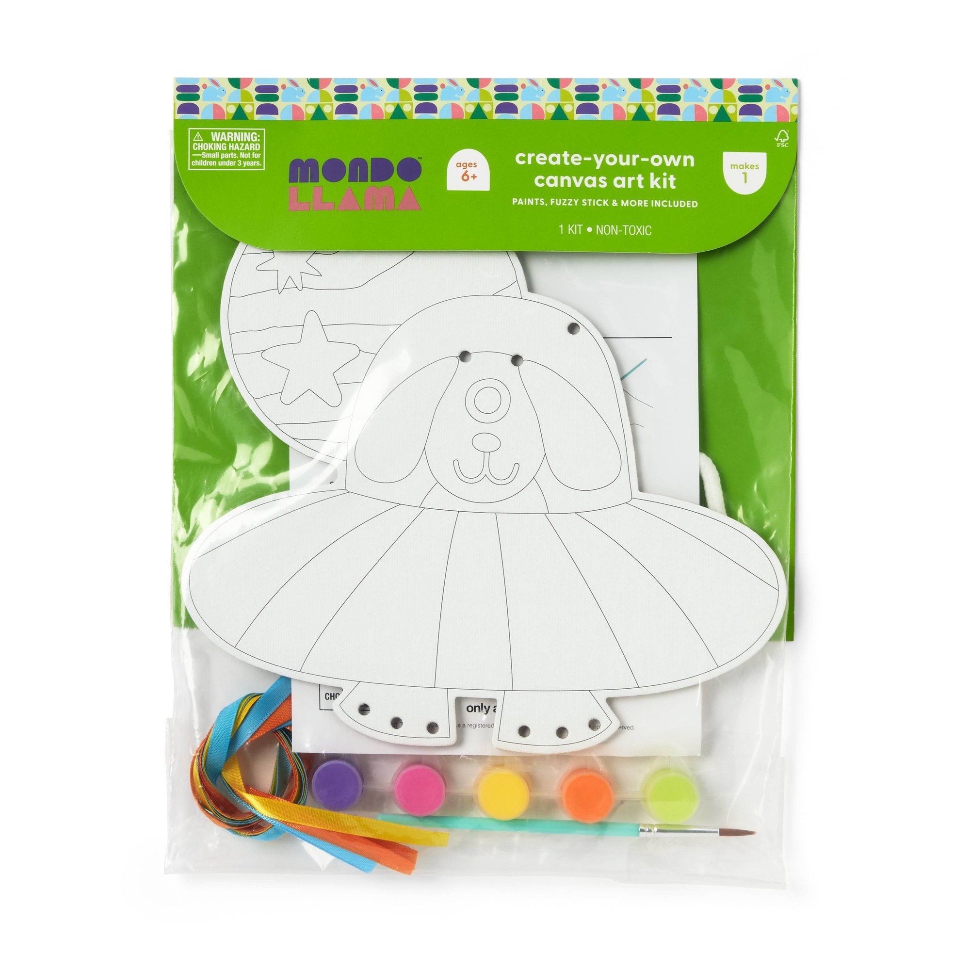 Art Craft Easy - スペースドッグキャンバスペインティングクラフトキット（子供向け）、プリプリントされたデザインと簡単な材料を使ったクリエイティブアートプロジェクト