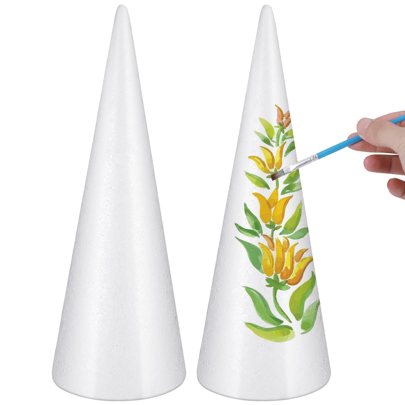 Art Craft For Preschool - 2個入りフォームコーン型ポリスチレン DIYクラフト用品 パーティーデコレーション 手作り 幼稚園・保育園アートプロジェクト