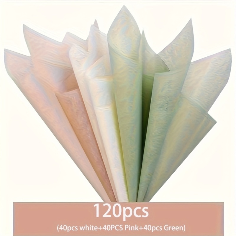 Art Craft Paper - 120枚入り - 取り外し可能な花包装裏地紙、花包装紙、フラワーアレンジメント包装紙、さまざまな柔らかい色（ピンク、白、緑）クラフト、DIYプロジェクト、ギフトラッピング、フラワーアレンジメントアクセサリー、エレガントな包装に最適