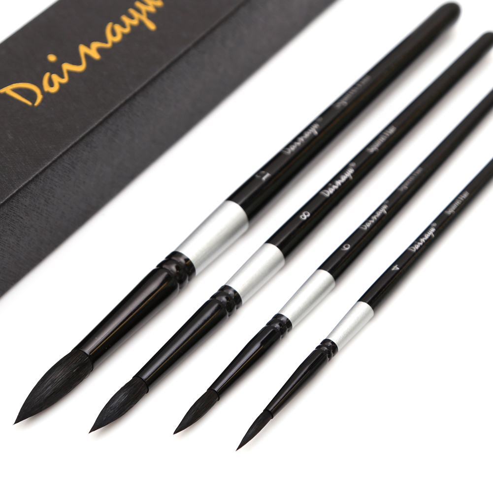 Gouache Paint Set - Dainayw 4 ブラシリス毛 & 馬の毛の絵画芸術水彩ブラシセットガッシュ洗浄モップアート絵画