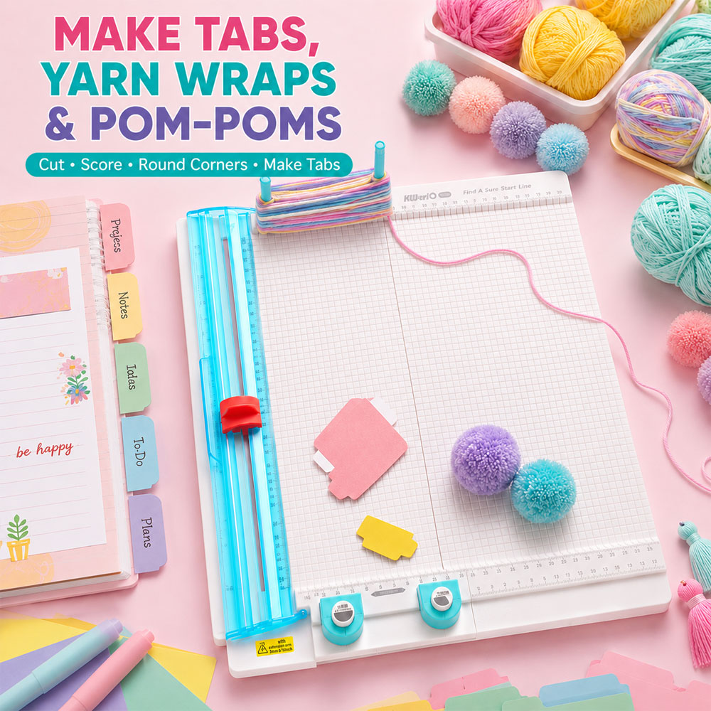 Art Craft Paper - 7-in-1ペーパーカッター＆スコアリングボード、10枚用折りたたみ式クラフトカッター、カード、仕切りタブ、スクラップブック、ポンポン、DIYアート用