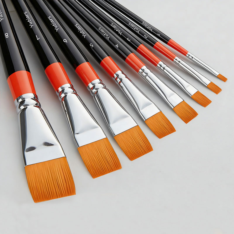 Gouache Paint Set - 1Pc アーティストフラットペイントブラシナイロン毛アクリル油水彩ガッシュ絵画 DIY 手芸 & アートプロジェクト用