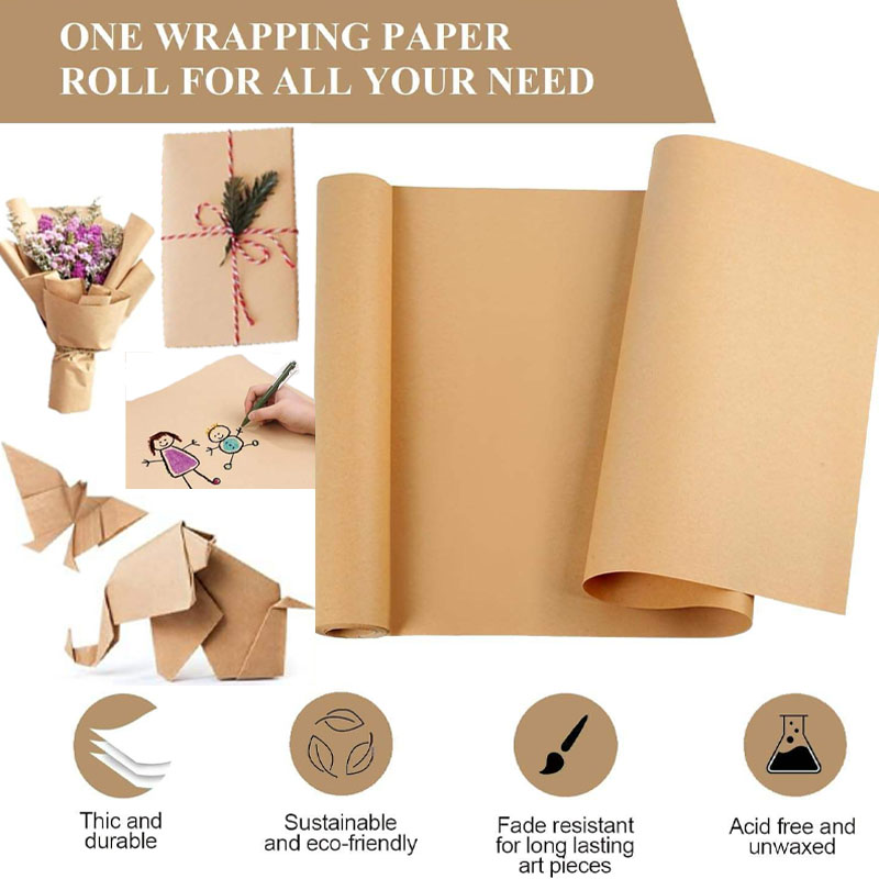 Art Craft Recycled Materials - 10M ブラウンクラフト紙 ギフト包装に最適 引越し用包装ロール アートクラフト配送用 床材