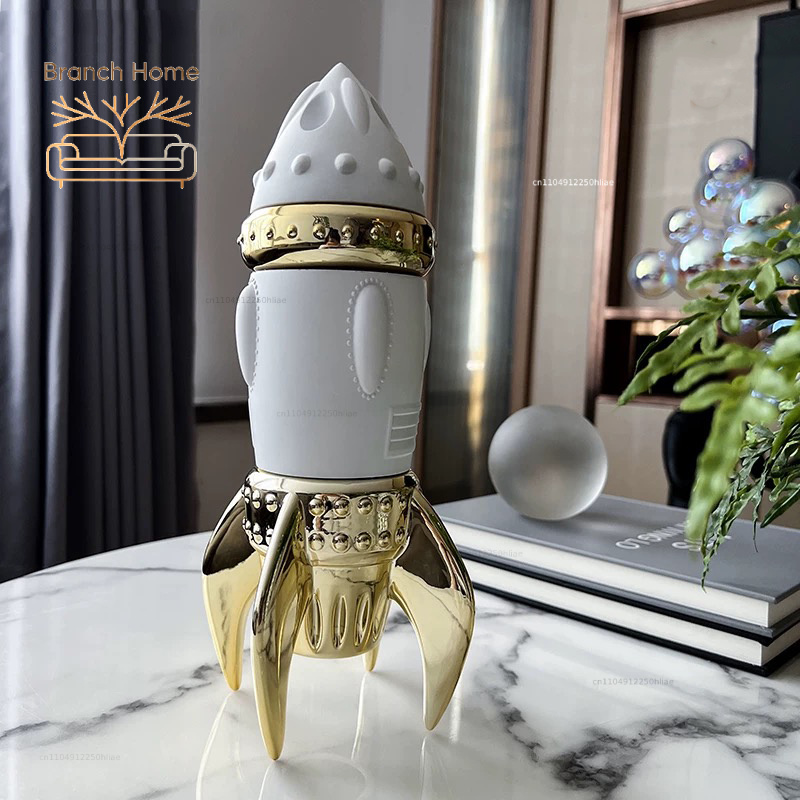 Art And Craft Rocket - ロケットオーナメント、クリエイティブなアートワーク装飾、ロケットモデル彫刻、テレビキャビネットデスクトップ装飾、北欧風工芸品像、アートギフト