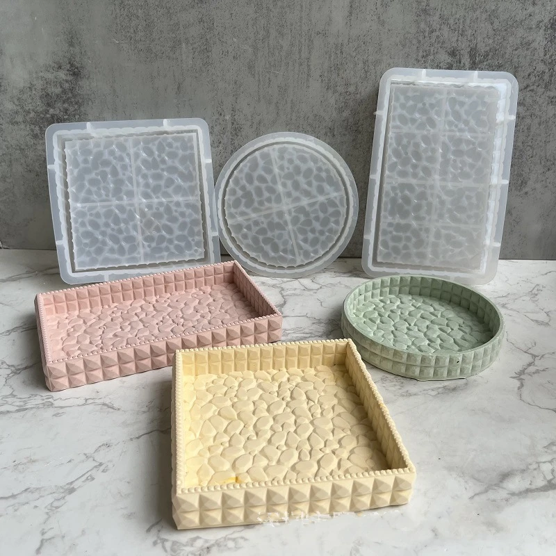 Art Craft Organizer - ダイヤモンドクリスタルトレイクレイシリコンモールドDIY手作りアートジュエリー収納プレートセメントコンクリートシリカゲル金型オーガナイザー用