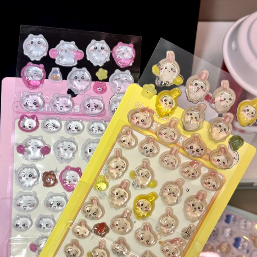 Art Craft And Cloth - かわいいちいかわ3DクリスタルエンボスステッカーDIYデコレーションデカール学生ジャーナルスクラップブックアートクラフトオーナメント文房具ギフトおもちゃ