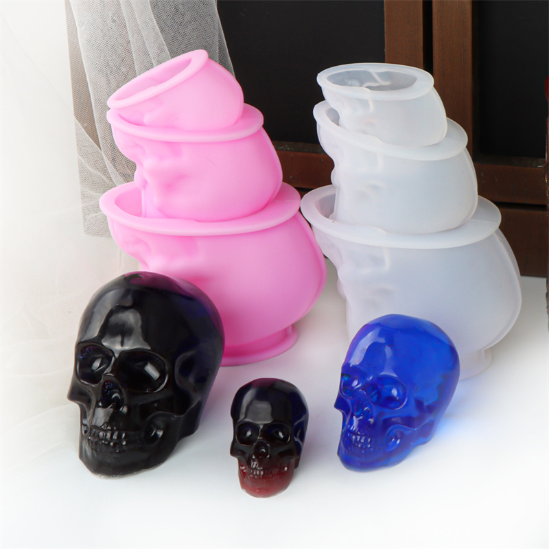 Art Craft Halloween - 白とピンクのスカルキャンドルモールド DIY エポキシスカル樹脂モールドアートクラフトホリデーデコレーション DIY ハロウィンスケルトンスカルモールド