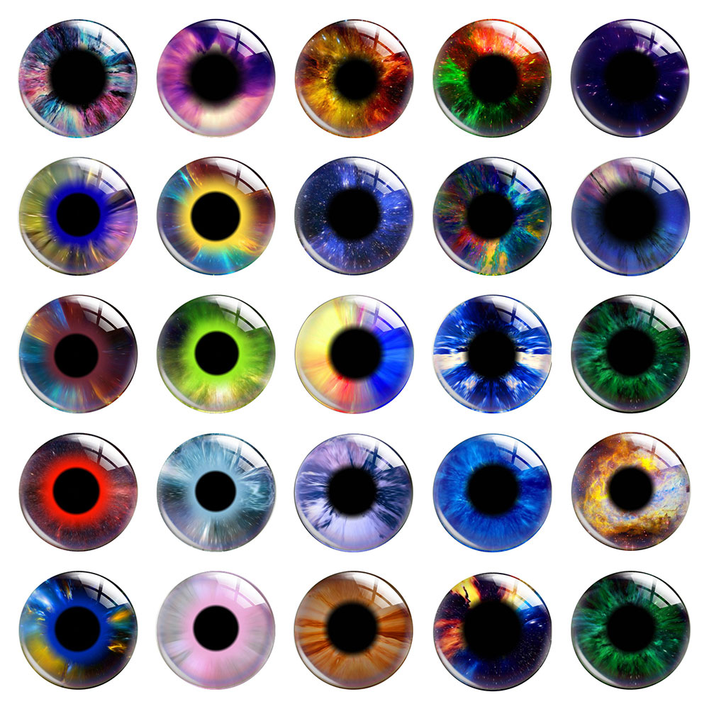Art Craft Eyes - 丸いSF風アイリス眼球瞳孔おもちゃ人形ラグドール写真ガラスカボションフラットバックデモカメオDIYジュエリー製作用