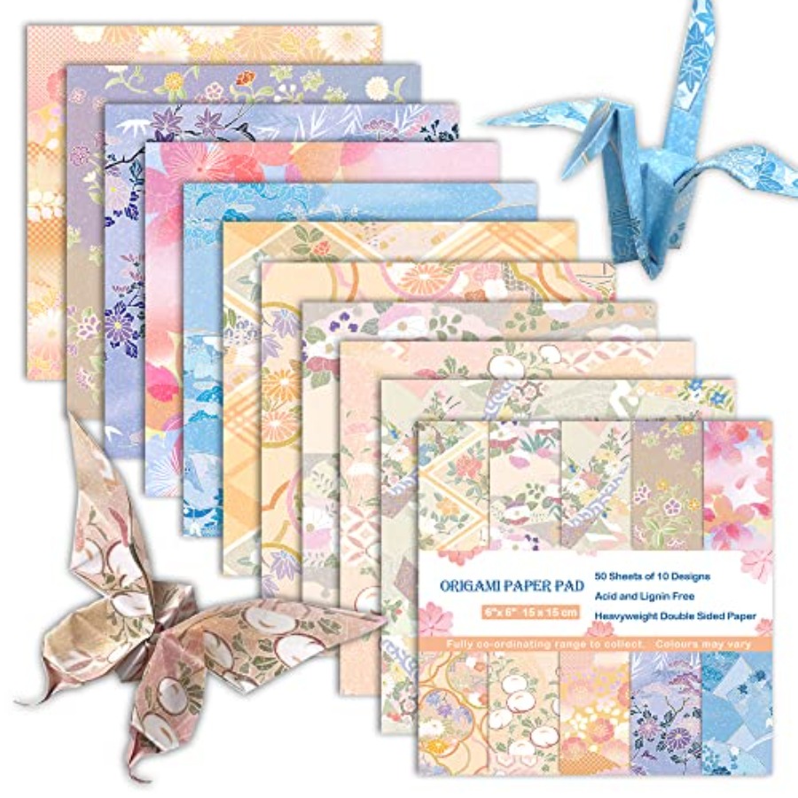 Art Craft Easy - 折り紙用紙 6x6 両面印刷 50枚 10色 折り紙キット