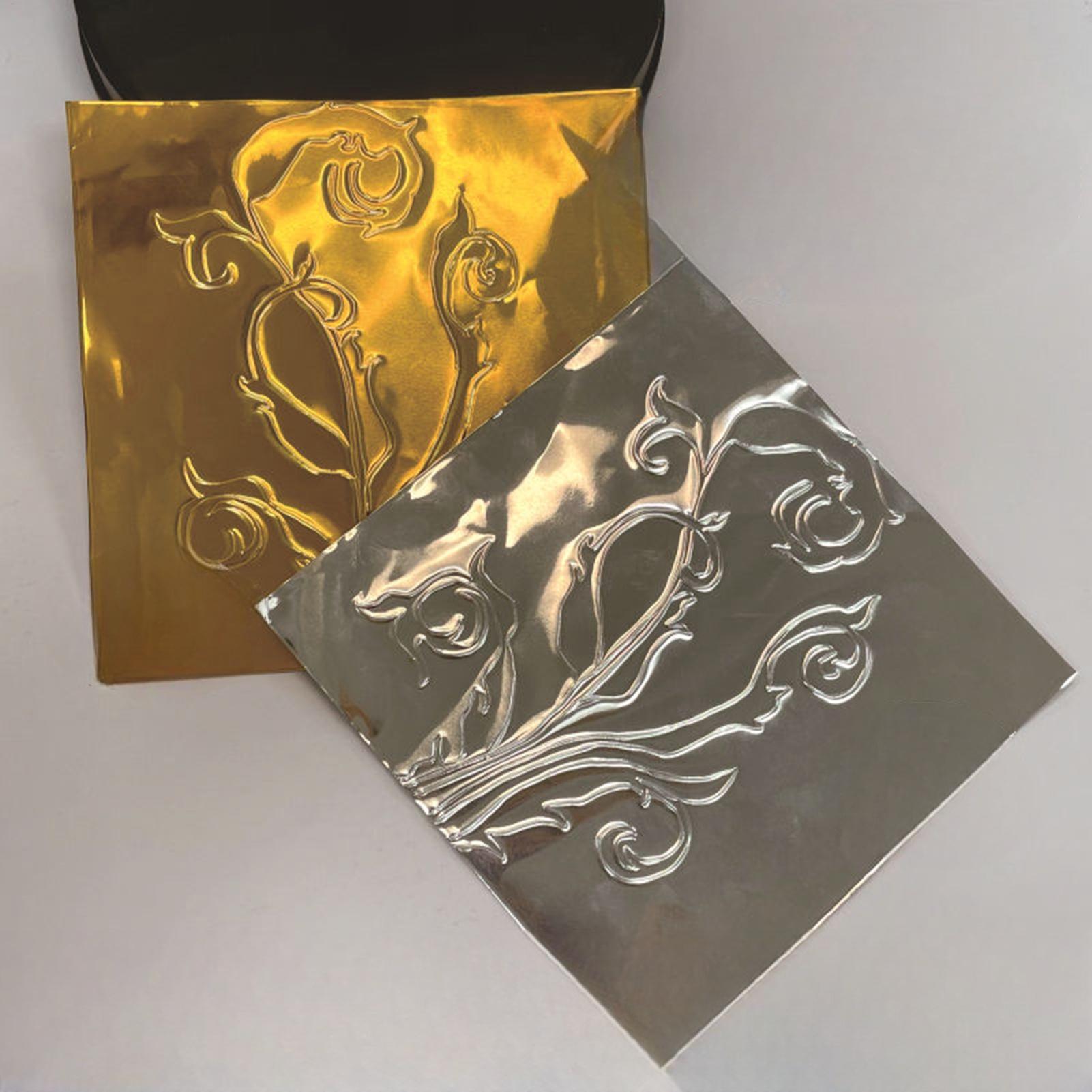 Art Craft Paper - 工芸用箔紙 100 枚光沢のあるアルミニウム金属箔紙アートプロジェクト彫刻ツール絵画爪工芸品