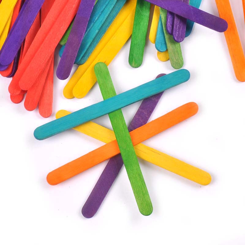 Art Craft Stick - アイスクリーム用の天然木とカラフルな木製アイスキャンデースティック,子供向けの教育玩具,手作りの工芸品,50またはピース/ロットユニット