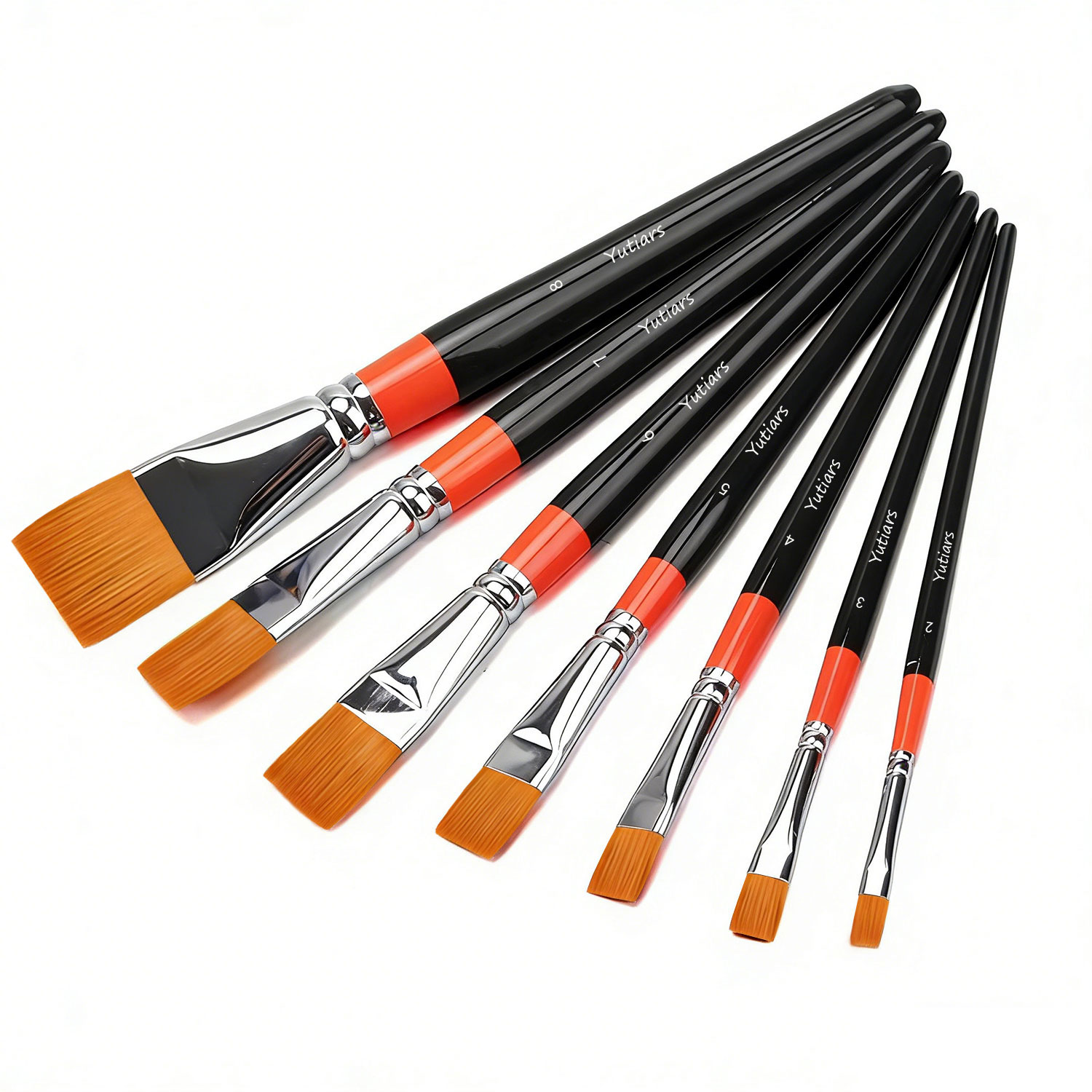 Gouache Paint Set - 8本入りプロ仕様フラットアーティストペイントブラシセット、水彩、アクリル、油絵、ガッシュ絵画用ソフトナイロン毛、初心者＆学生向け