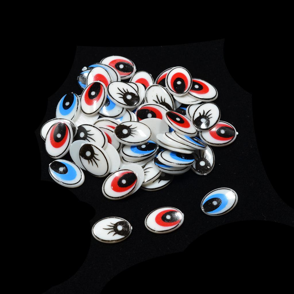 平らな楕円形の漫画風目、プラスチック製フラットバックDIYド - Art Craft Eyes のレビューと価格