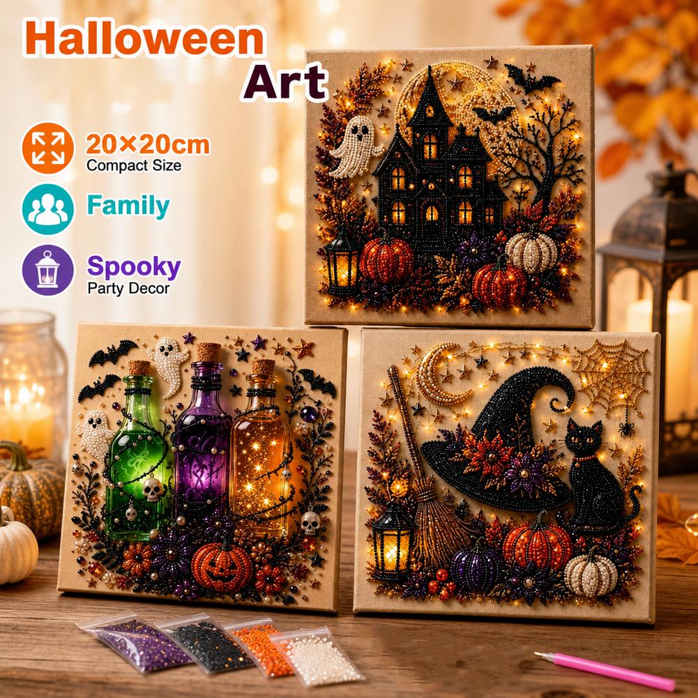 ハロウィンゴースト＆パンプキン3DパールアートDIYキット（ - Art Craft Halloween のレビューと価格
