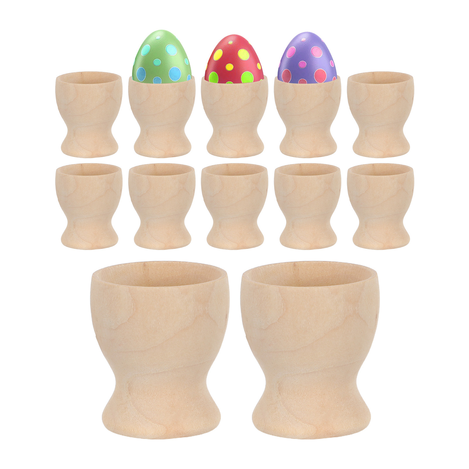12個入り無地木製エッグスタンドカップ型DIYエッグカップホ - Art Craft For Preschool のレビューと価格
