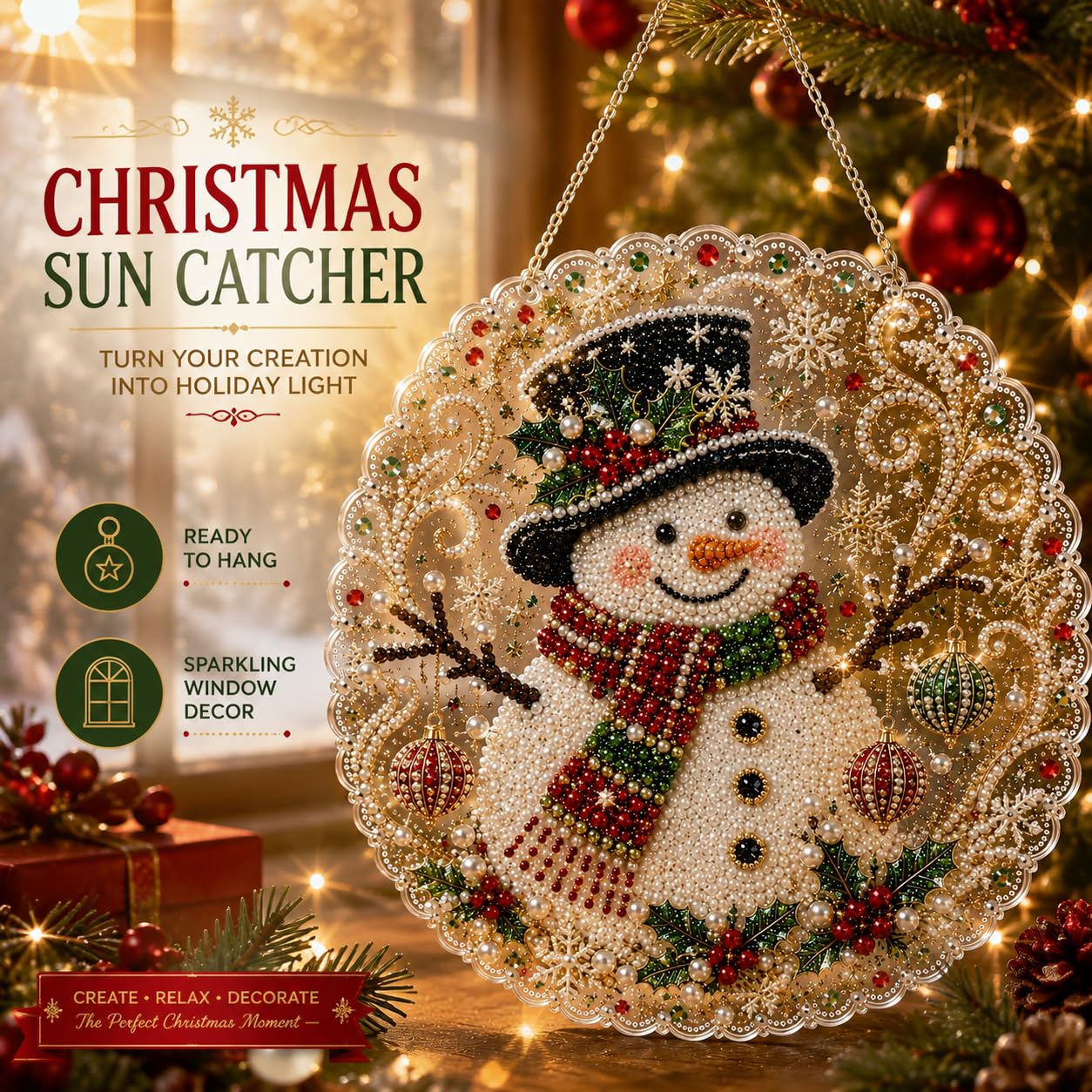クリスマスパールダイヤモンドペインティングサンキャッチャーキ - Art Craft Kits For Adults のレビューと価格