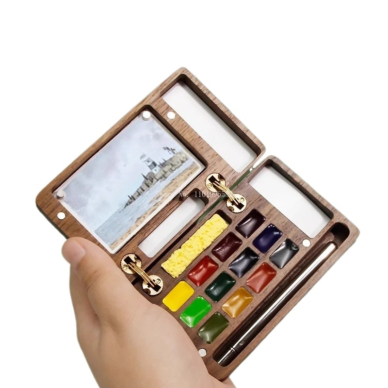 旅行用絵画ボックス木製ペイントボックスポータブルアートパレッ - Gouache Paint Set のレビューと価格