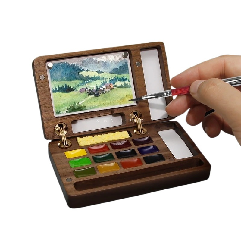 旅行用絵画ボックス木製ペイントボックスポータブルアートパレッ - Gouache Paint Set のレビューと価格
