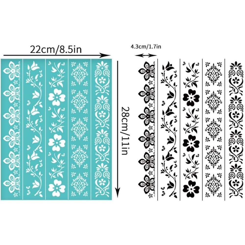 2 個の花ボーダーシルクスクリーンステンシル再利用可能な自己 - Silk Screen Printing のレビューと価格