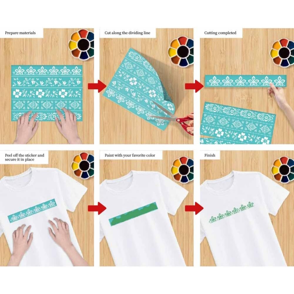 2 個の花ボーダーシルクスクリーンステンシル再利用可能な自己 - Silk Screen Printing のレビューと価格