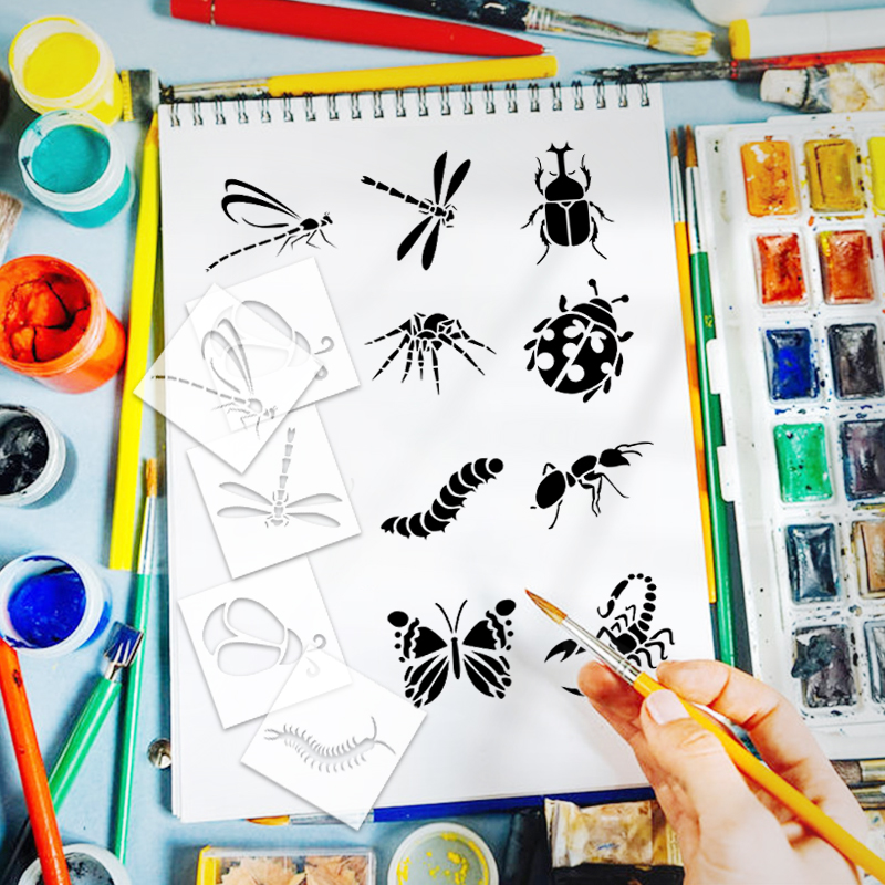Yomdid-昆虫シリーズの中空ステンシル、再利用可能な絵画 - Silk Screen Printing のレビューと価格