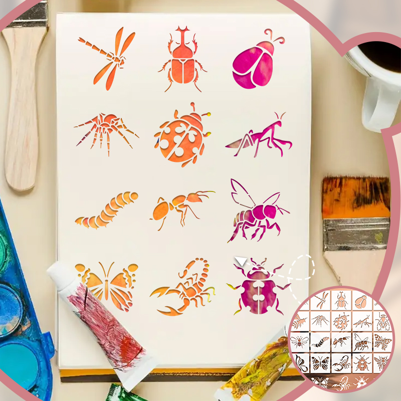 Yomdid-昆虫シリーズの中空ステンシル、再利用可能な絵画 - Silk Screen Printing のレビューと価格