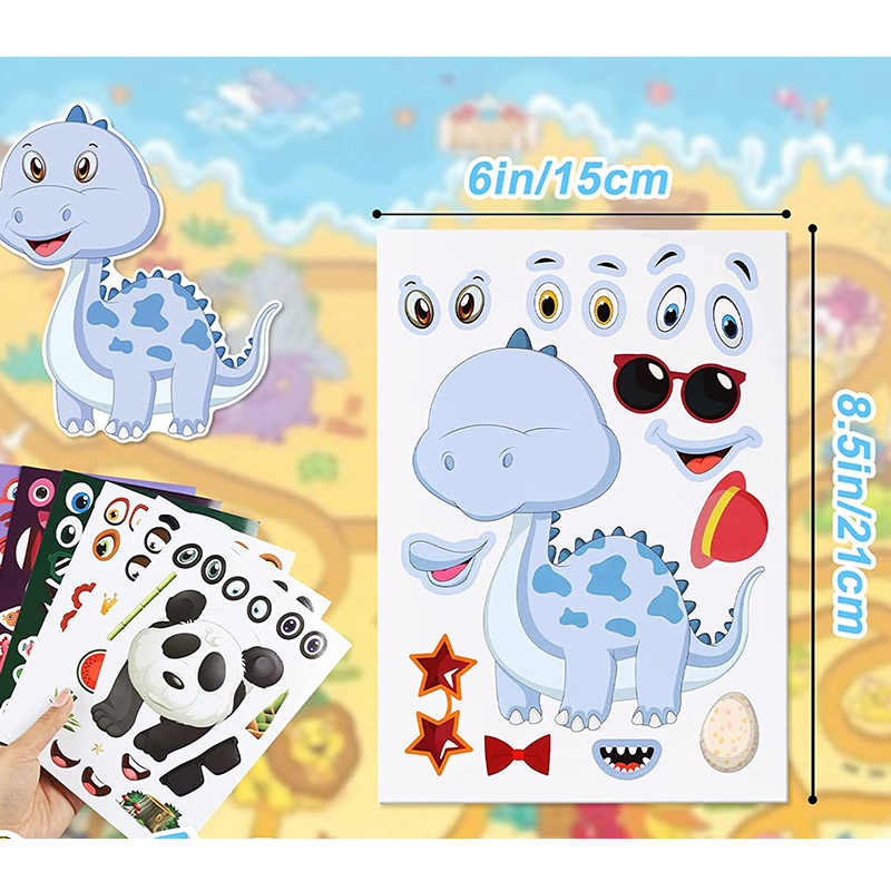 12/24 枚の顔ステッカー動物園動物海恐竜ギフトフェスティ - Art And Craft Zoo Animals のレビューと価格