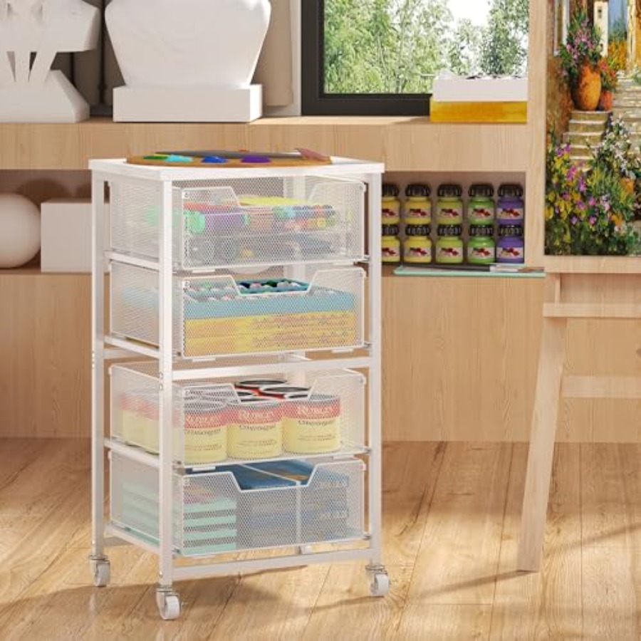4段引き出し付きローリング収納カート、引き出し付きユーティリ - Art Craft Organizer のレビューと価格