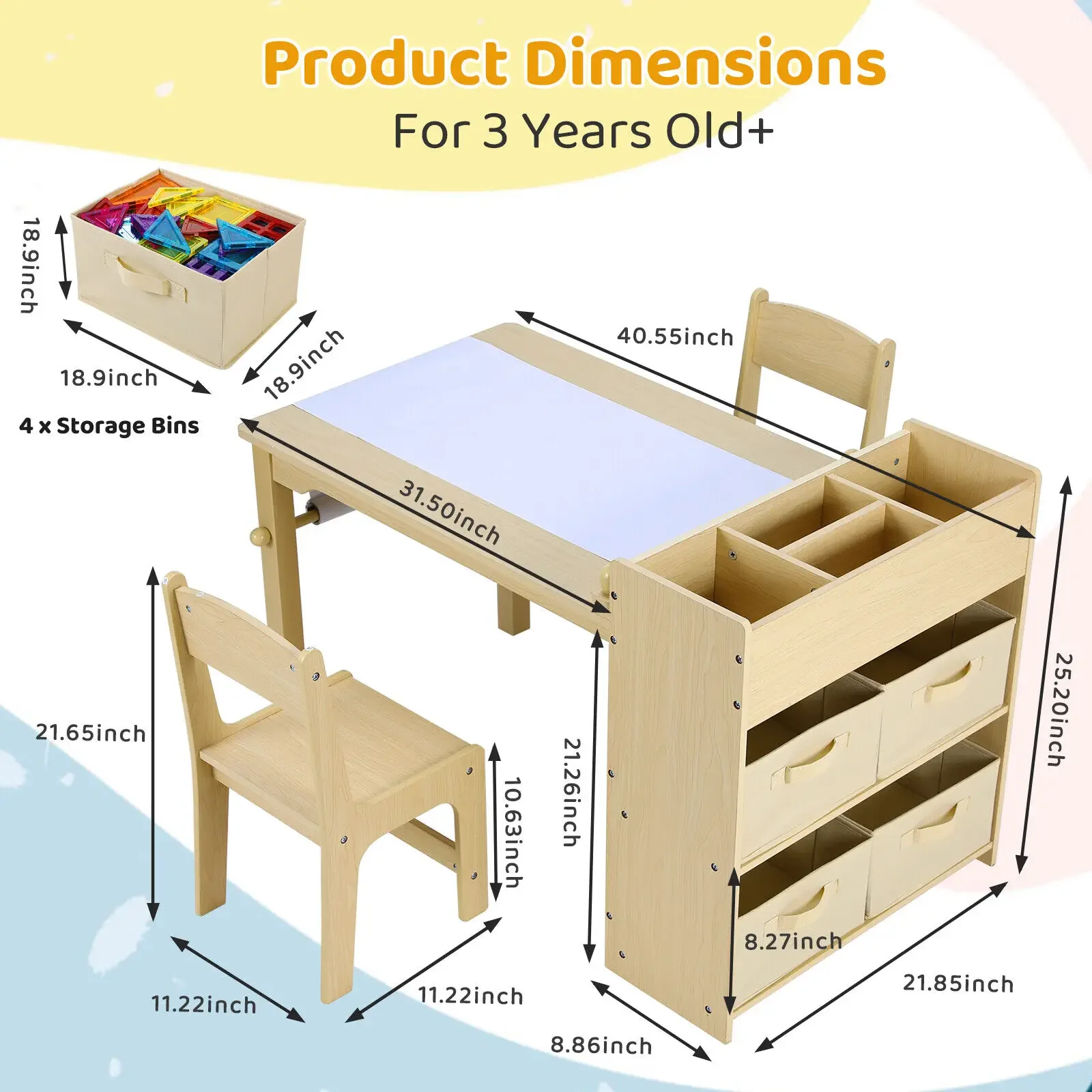 子供用アートテーブル＆チェア2脚セット 広々とした収納棚付き - Art And Craft Quotes For Kids のレビューと価格