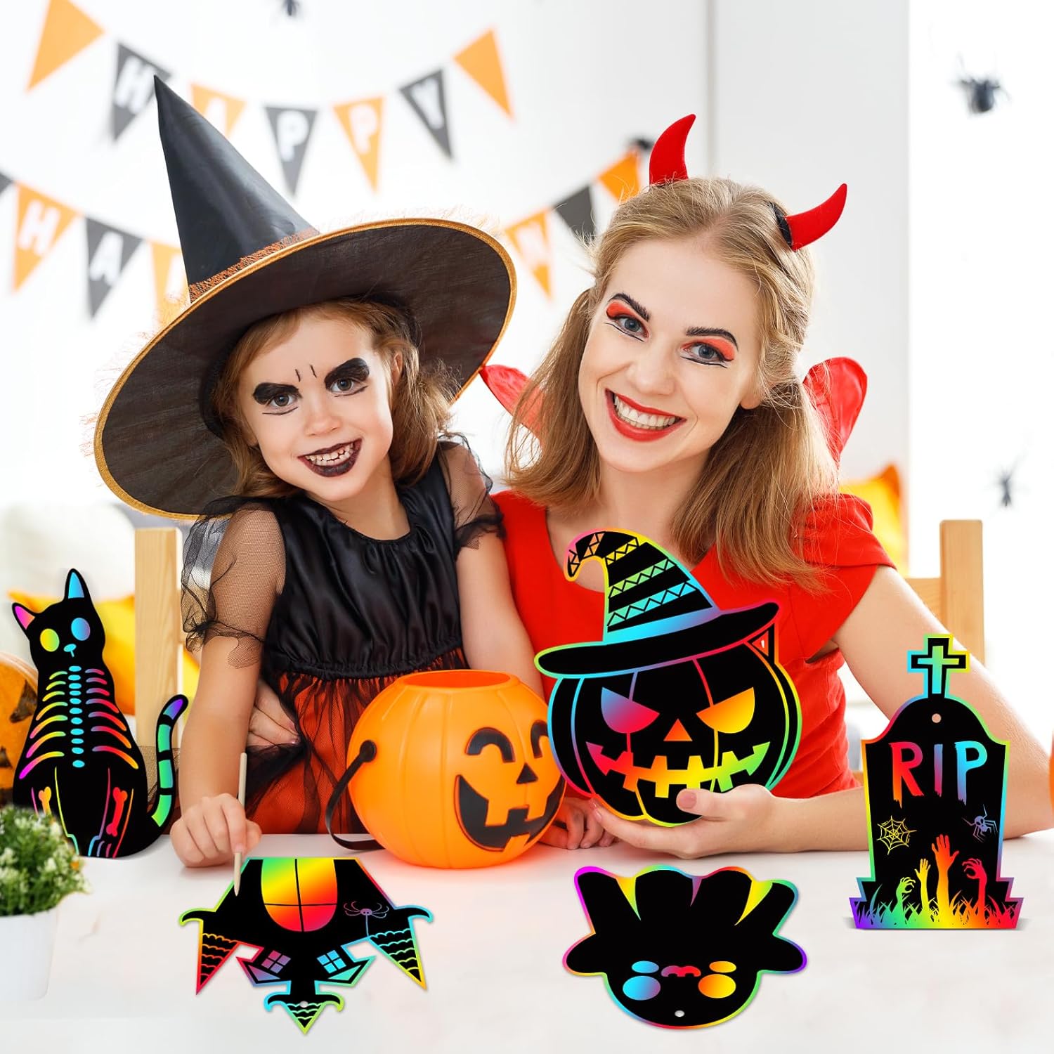12 個ハロウィン DIY スクラッチペーパーレインボーアー - Art Craft Halloween のレビューと価格