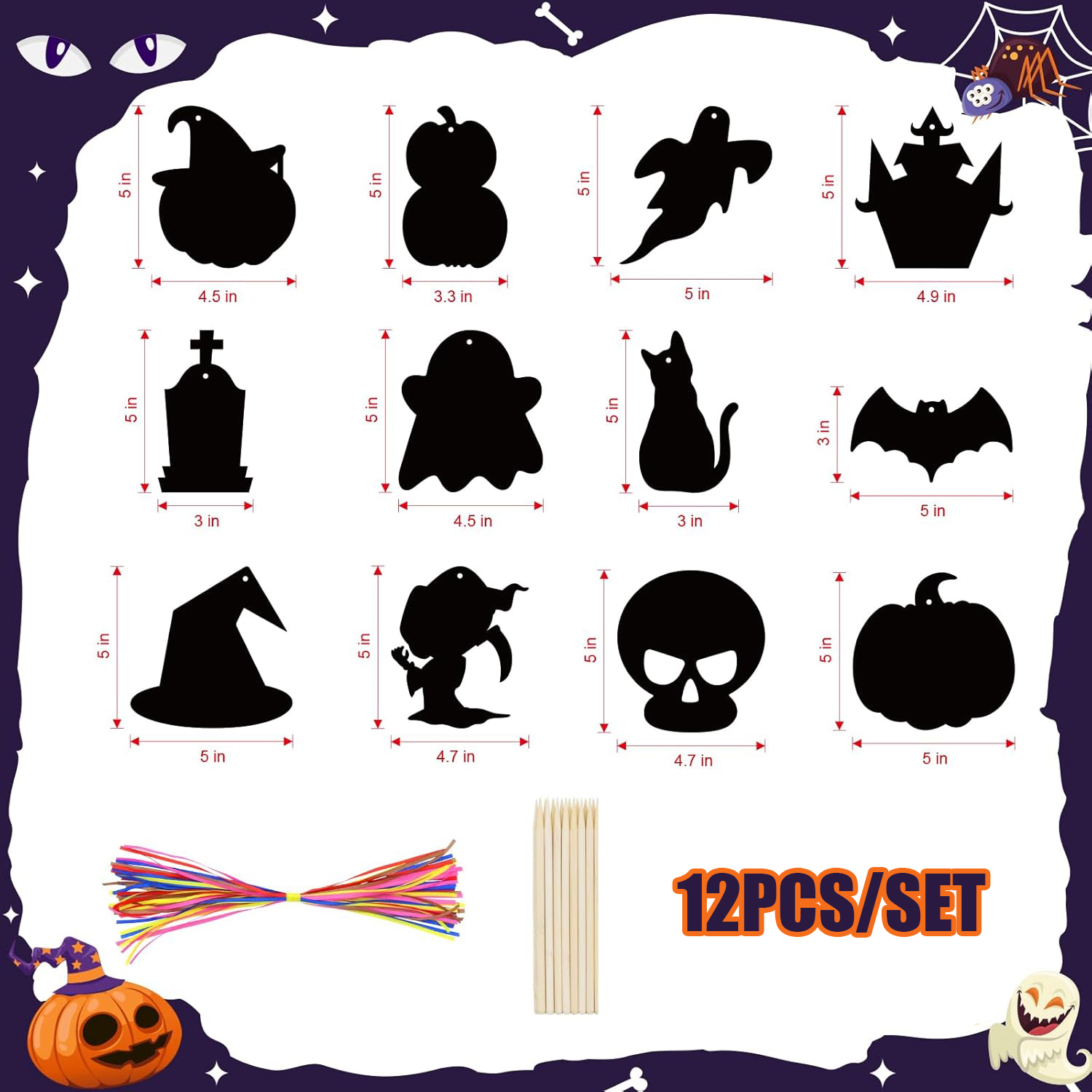 12 個ハロウィン DIY スクラッチペーパーレインボーアー - Art Craft Halloween のレビューと価格