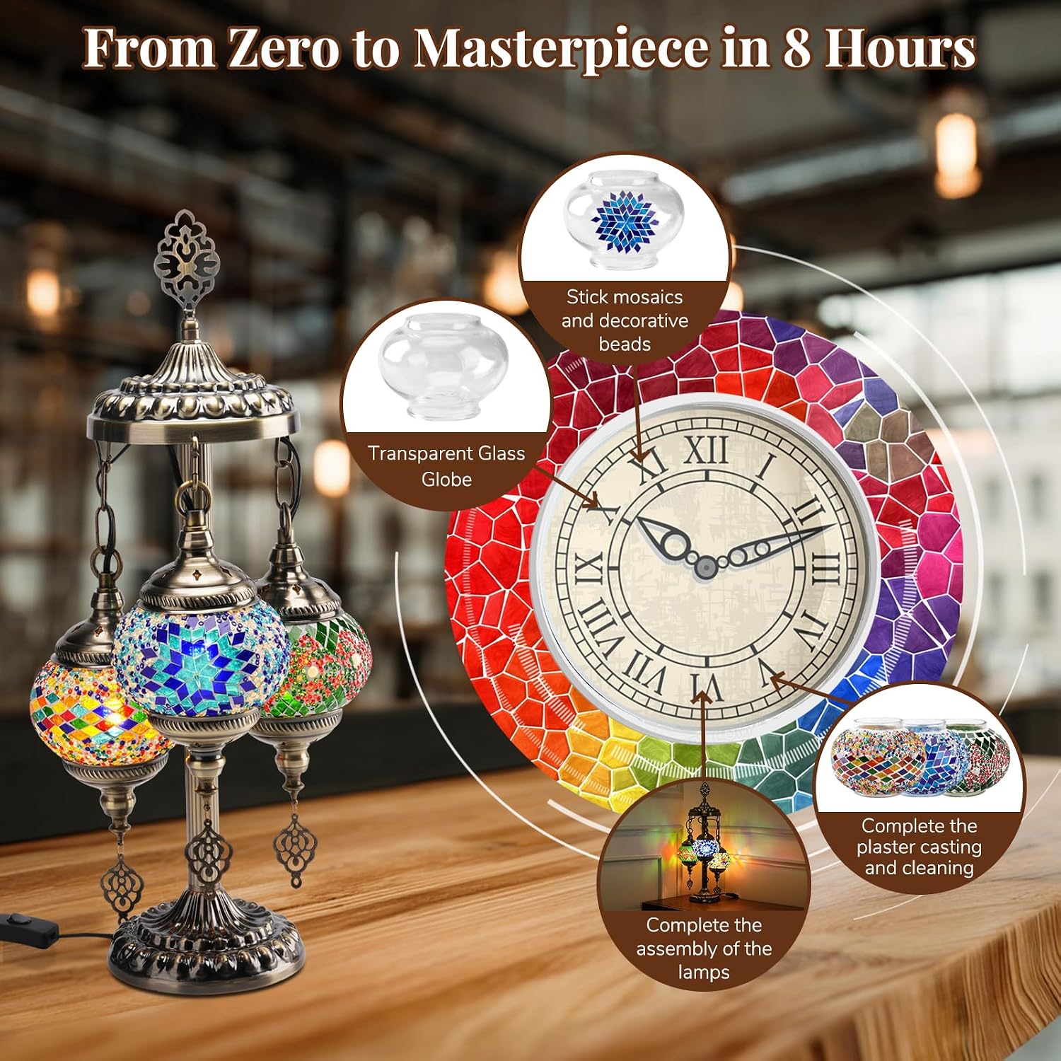 DIY 3グローブトルコモザイクランプキット、高さ23インチ - Art Craft Easy のレビューと価格