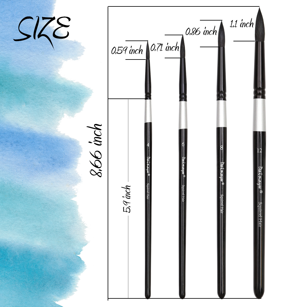 Dainayw 4 ブラシリス毛 & 馬の毛の絵画芸術水彩ブ - Gouache Paint Set のレビューと価格