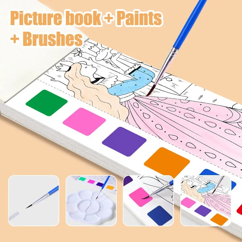 ポータブル水彩ブックセット - 12枚のガッシュ絵画、ブラシ - Gouache Paint Set のレビューと価格