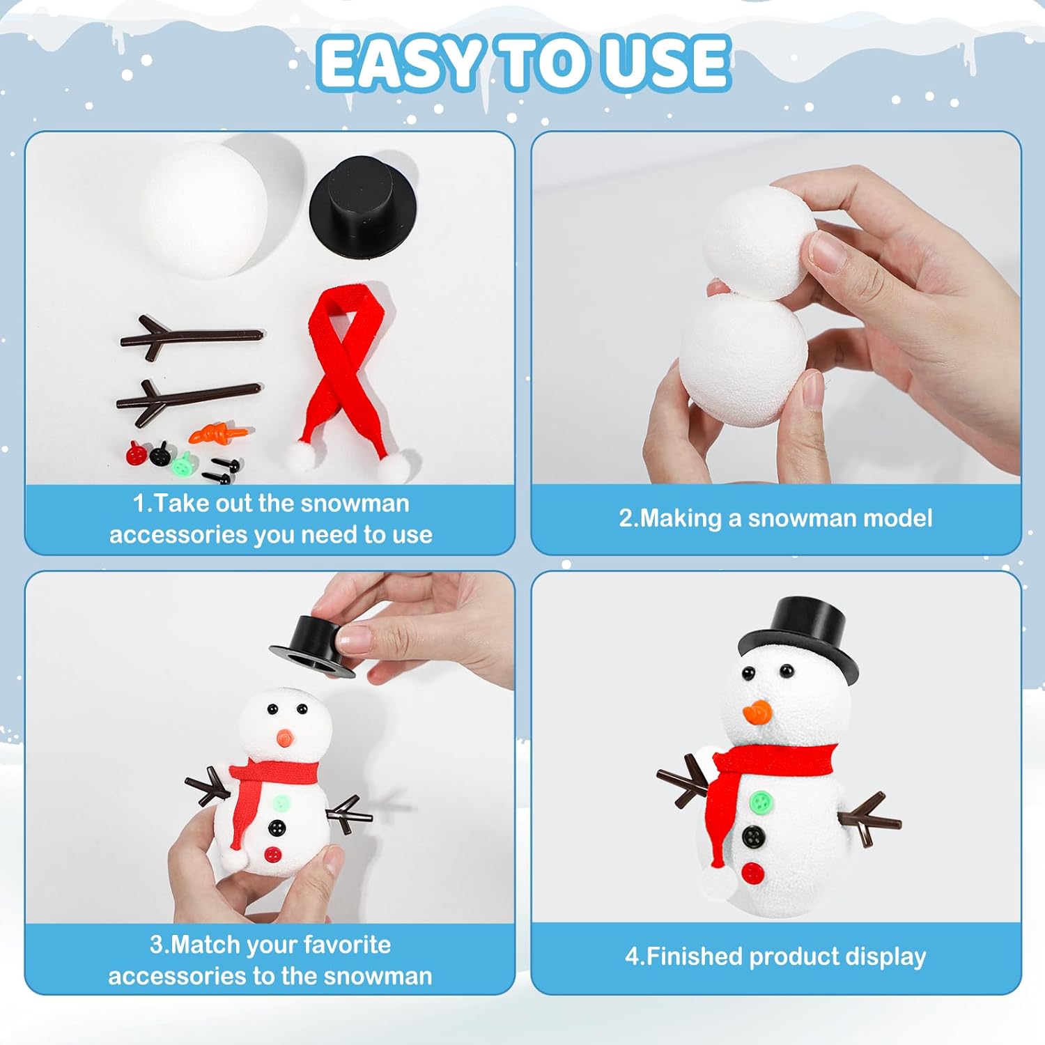 12 DIY 雪だるまセットおもちゃ、クリスマス工芸ギフトお - Art Craft Upholstery のレビューと価格