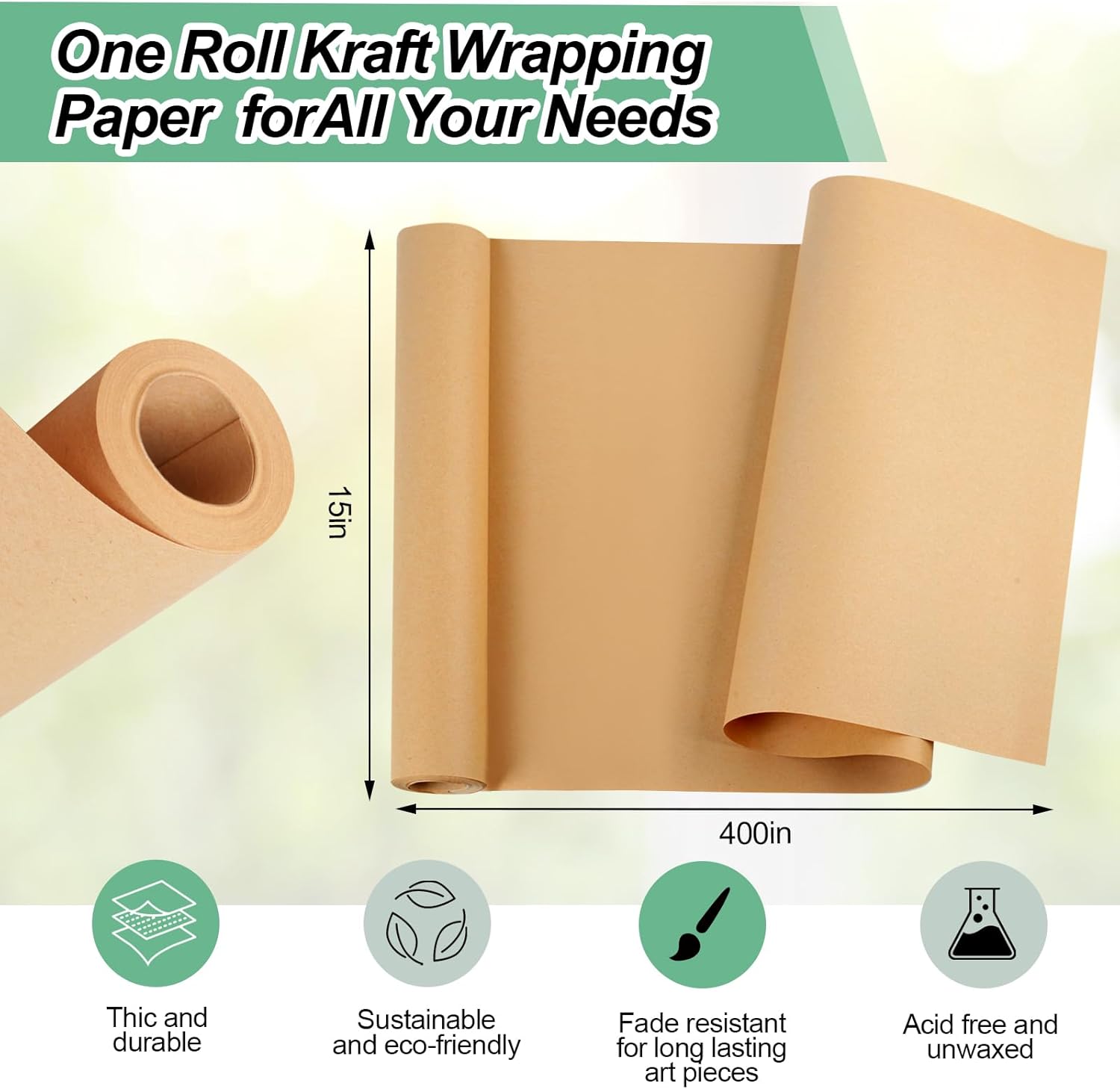 10M ブラウンクラフト紙 ギフト包装に最適 引越し用包装ロ - Art Craft Recycled Materials のレビューと価格