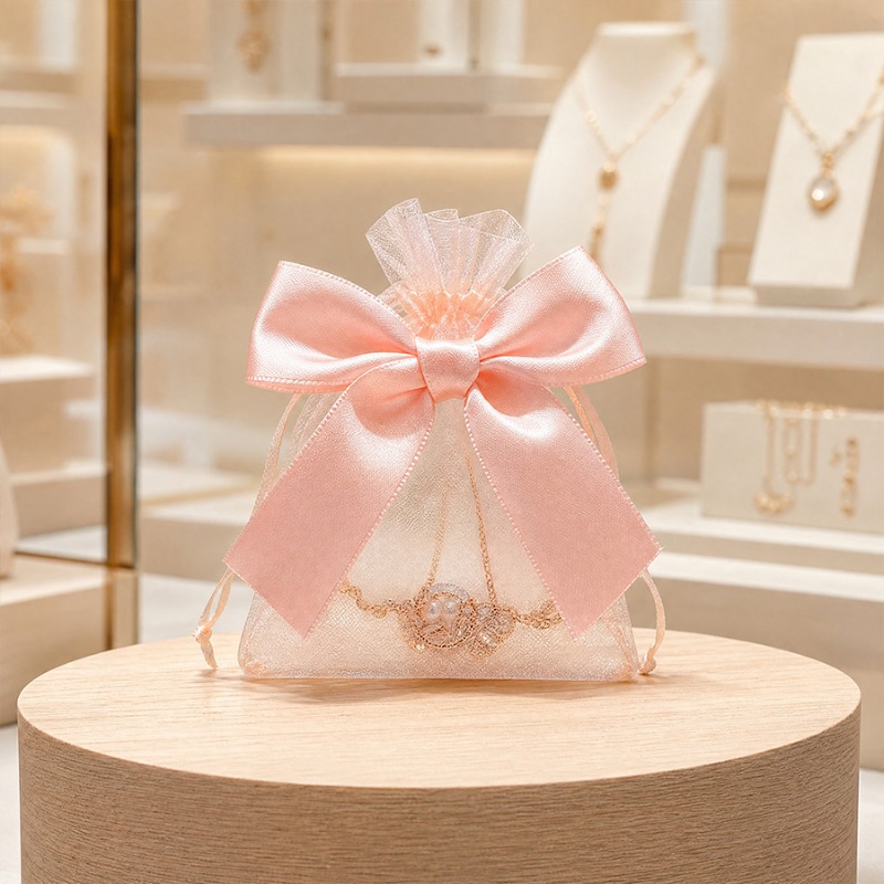 10/20 個ピンクのリボンギフトバッグ透明ナイロンオーガン - Art Craft And Cloth のレビューと価格
