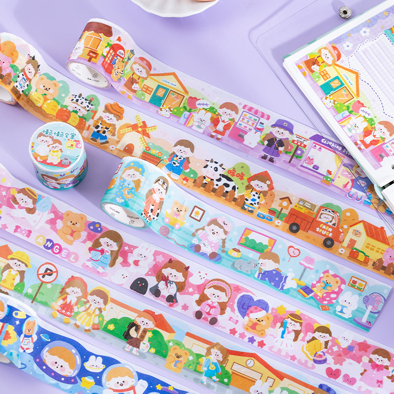 1ロールのQicai美術館シリーズ和紙テープ、手描きのかわい - Art Craft Museum のレビューと価格