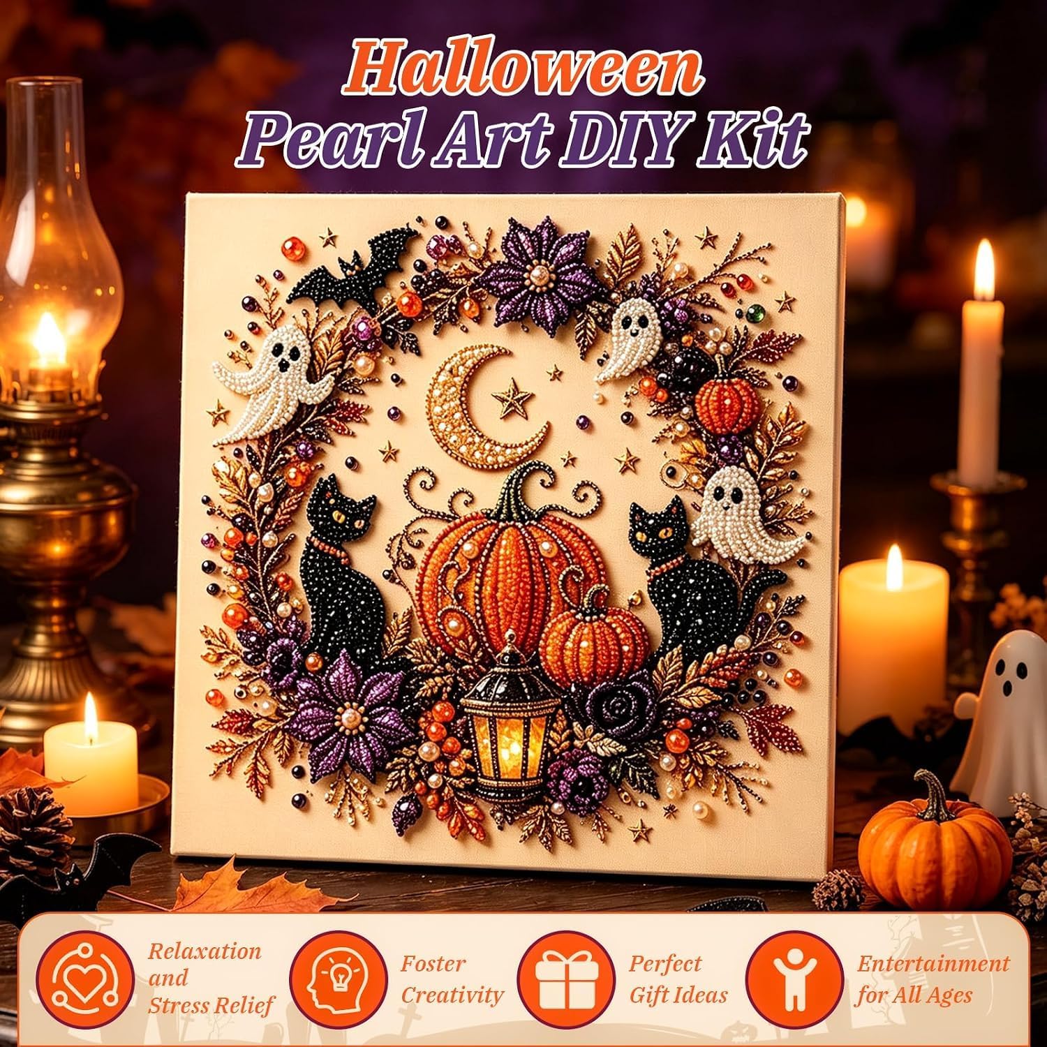 ハロウィンゴーストパールアートDIYキット、かわいい3Dパー - Art Craft Halloween のレビューと価格