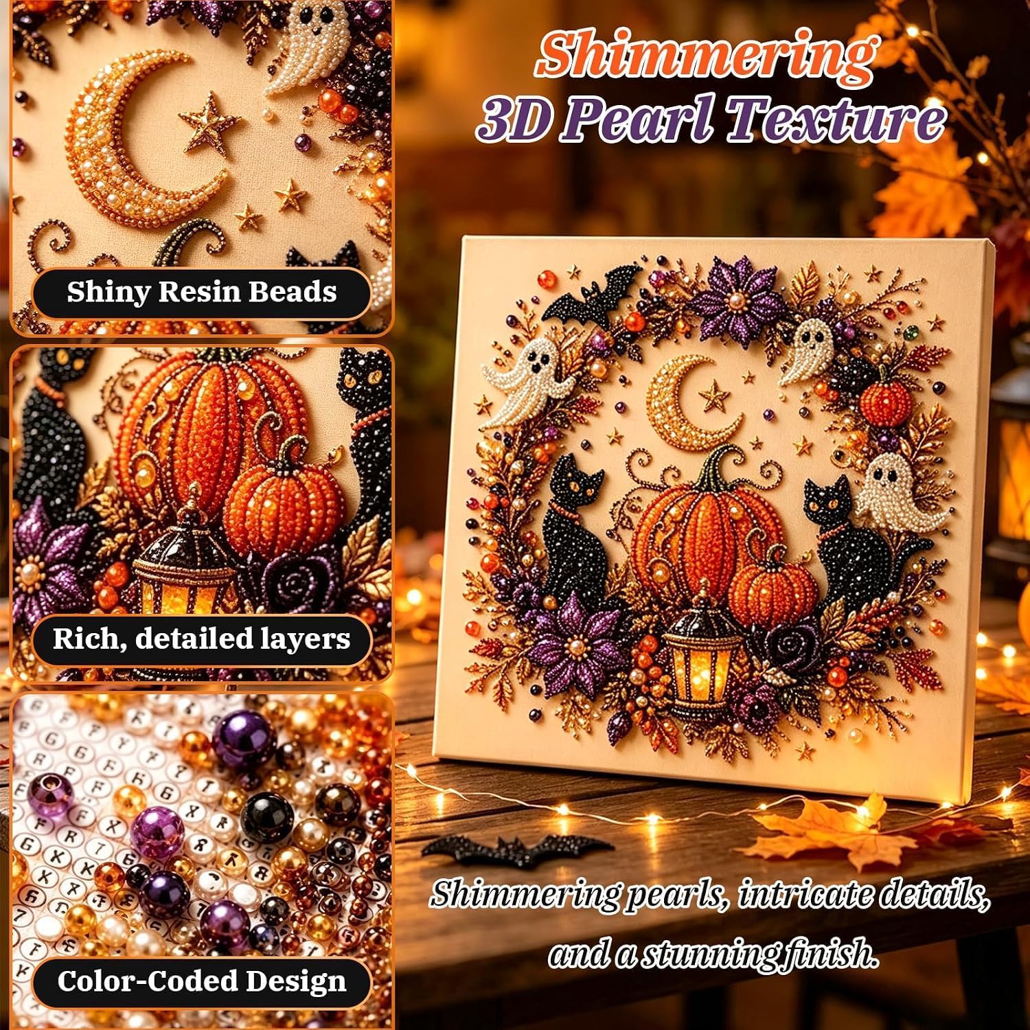 ハロウィンゴーストパールアートDIYキット、かわいい3Dパー - Art Craft Halloween のレビューと価格