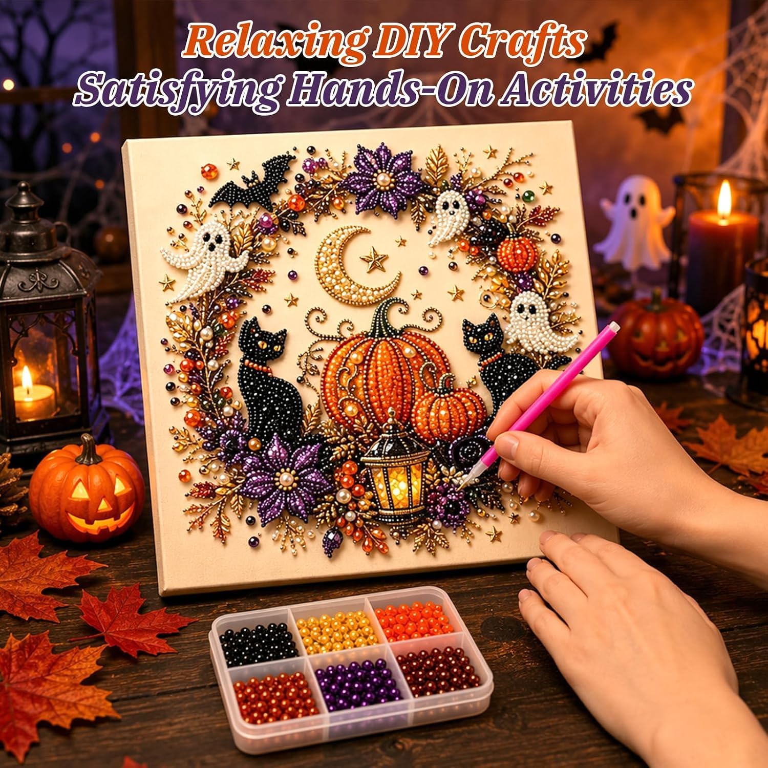 ハロウィンゴーストパールアートDIYキット、かわいい3Dパー - Art Craft Halloween のレビューと価格