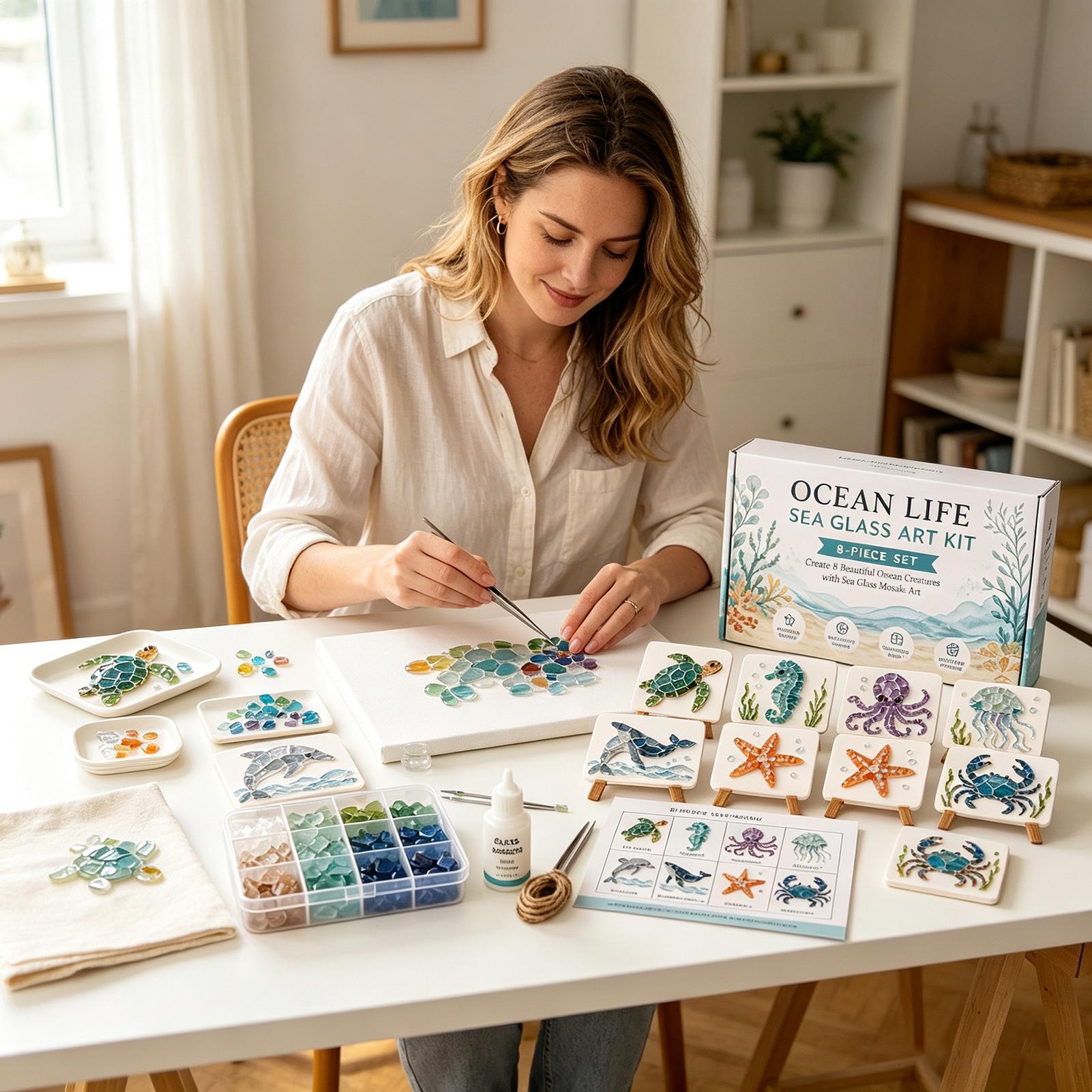 1個入り オーシャンライフ シーグラスモザイクアート DIY - Art Craft Kits For Adults のレビューと価格