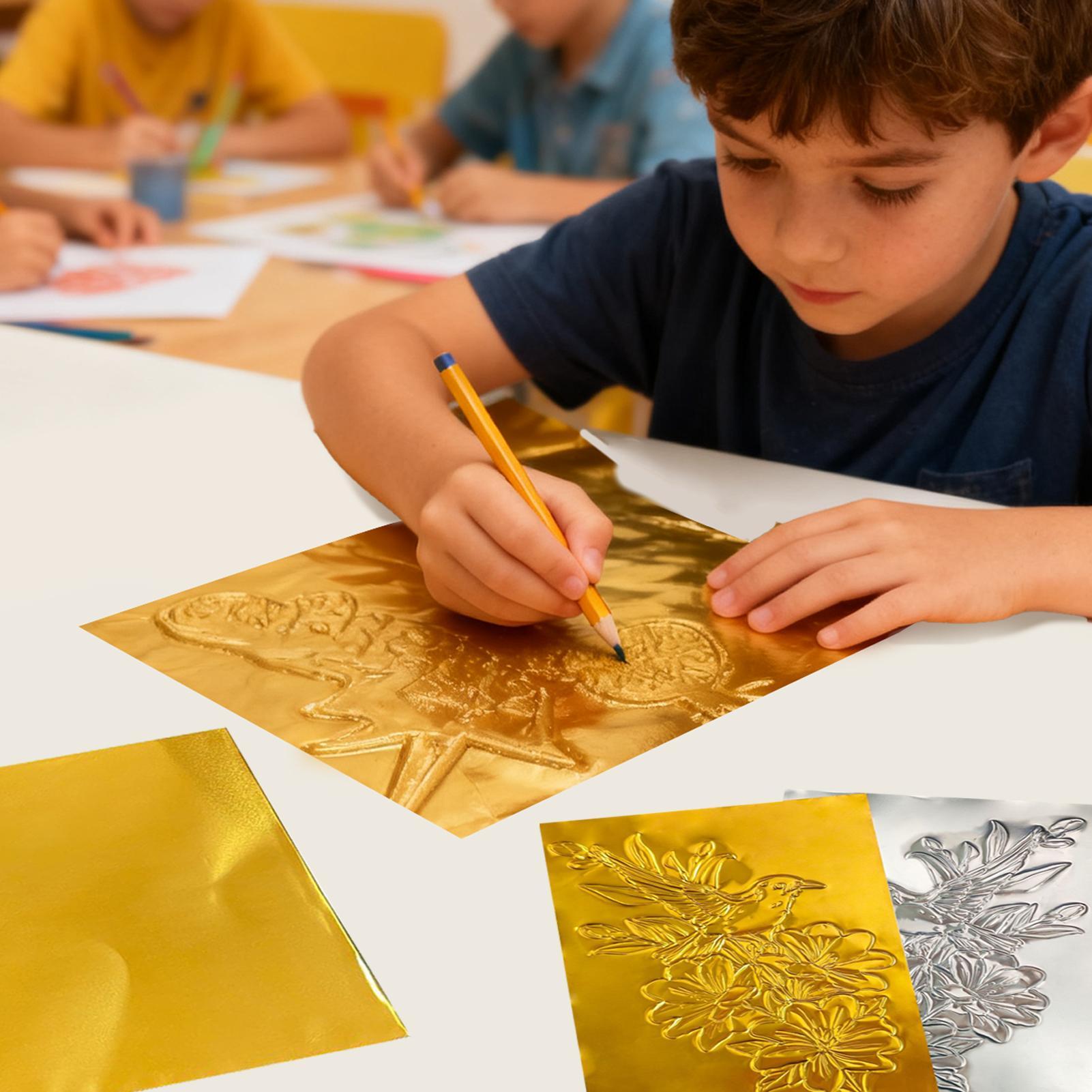工芸用箔紙 100 枚光沢のあるアルミニウム金属箔紙アートプ - Art Craft Paper のレビューと価格