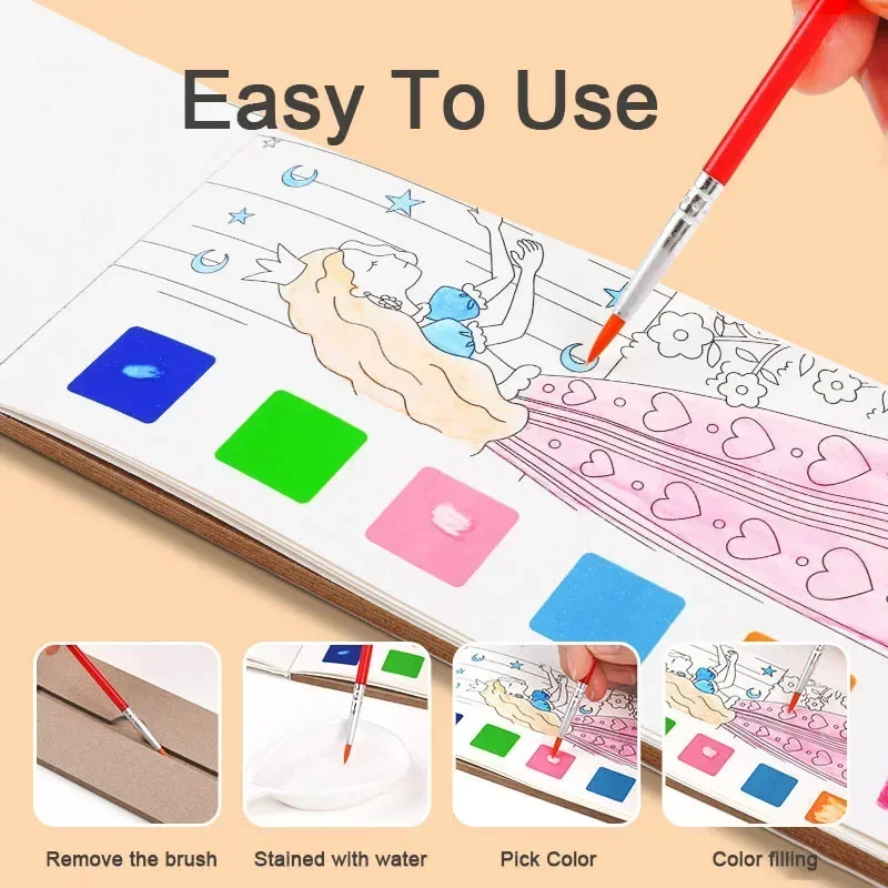 子供用ポータブル水彩画帳、水筆で描く、ガッシュ、落書き、絵を - Gouache Paint Set のレビューと価格